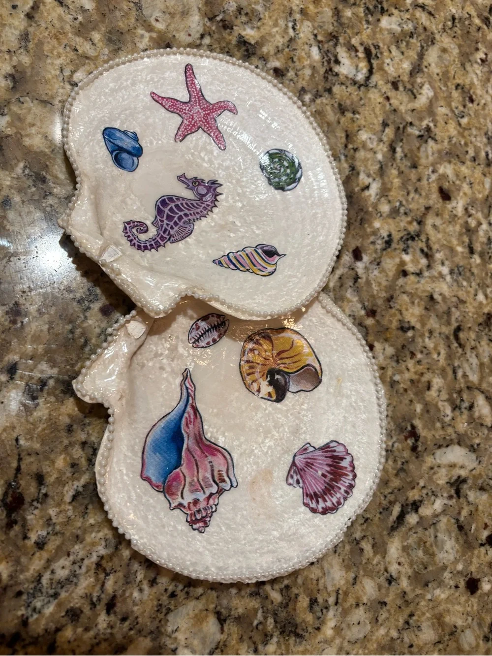 Handmade Seashell Jewelry Dish | Coastal Trinket Tray Decor - Picture 5 of 8